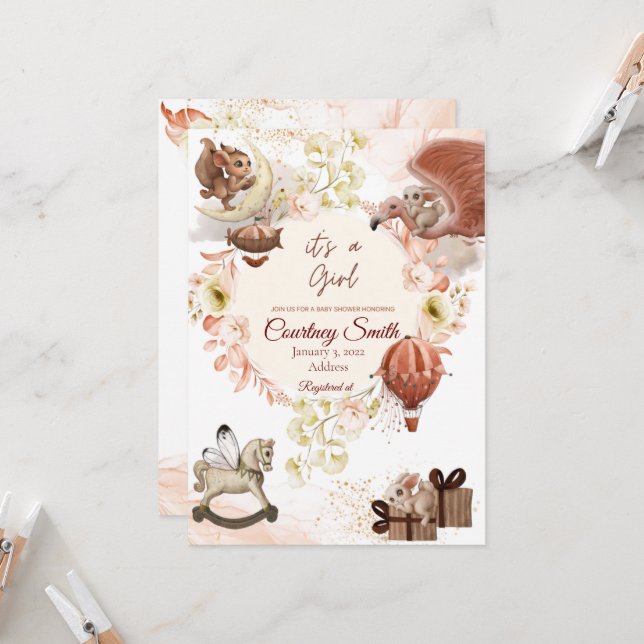 Vintage Baby Shower Invitation (Front/Back In Situ)