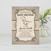 Vintage BABY SHOWER invitation -  dinosaur (Standing Front)