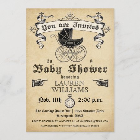 Vintage Baby Shower Invitation Ii