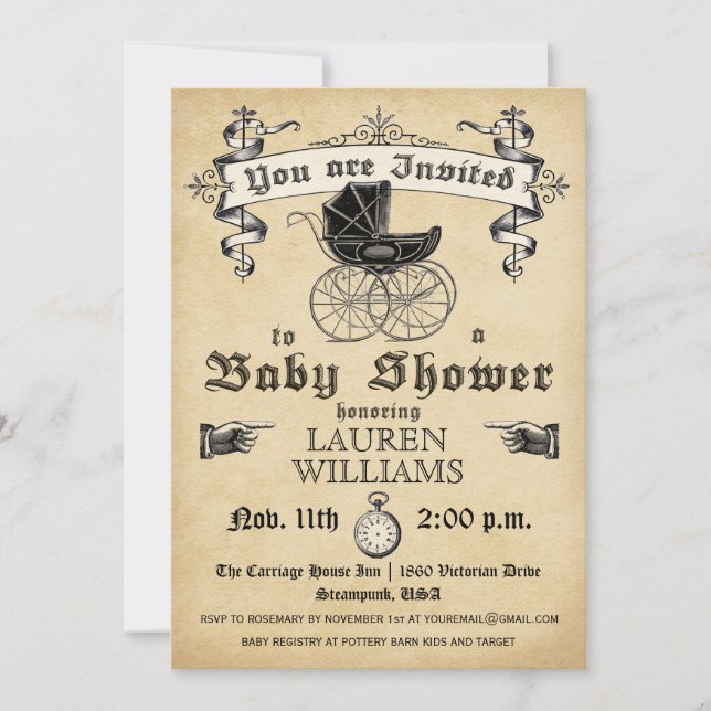 Vintage Baby Shower Invitation II (Front)