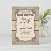 Vintage BABY SHOWER invitation - toy airplane (Standing Front)