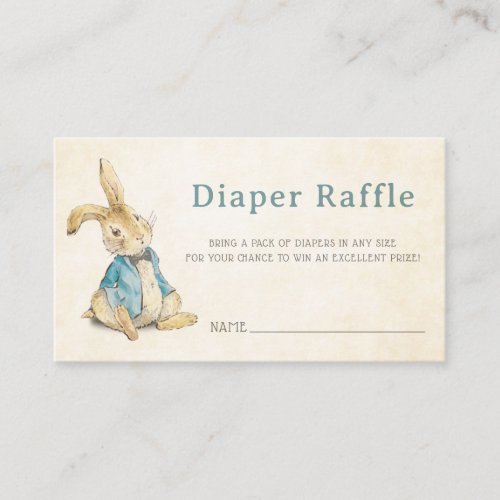 Vintage Baby Shower Peter The Rabbit Diaper Raffle Enclosure Card
