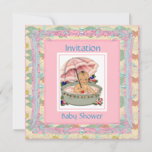 Vintage Baby Shower Pink Blue Invitation