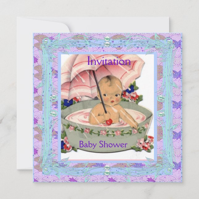 Vintage Baby Shower Pink Blue Invitation (Front)