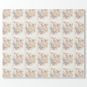  Vintage Baby Shower Pink Elephant Blue Bear Wrapping Paper (Flat)