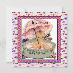 Vintage Baby Shower Pink Mauve Vintage Invitation