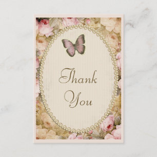 Vintage Baby Shower Thank You Roses & Butterfly