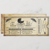 Vintage Baby Shower Ticket Invitation (Front/Back)