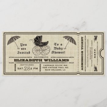 Vintage Baby Shower Ticket Invitation Iii by MetricMod at Zazzle