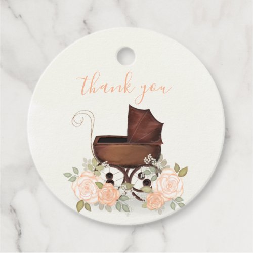 Vintage Baby Shower Watercolor Carriage Favor Favor Tags