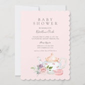 Vintage Baby Tea Party French Macaron & Floral Invitation (Front)