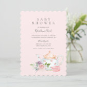 Vintage Baby Tea Party French Macaron & Floral Invitation (Standing Front)