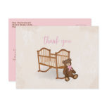 Vintage Baby Thank You Elegant Pink Teddy Bear Postcard