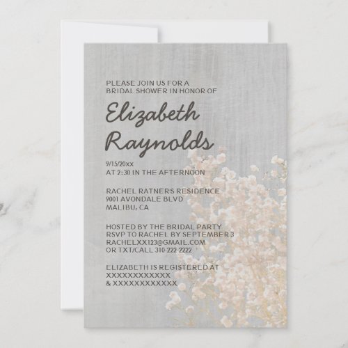 Vintage Baby's Breath Bridal Shower Invitations