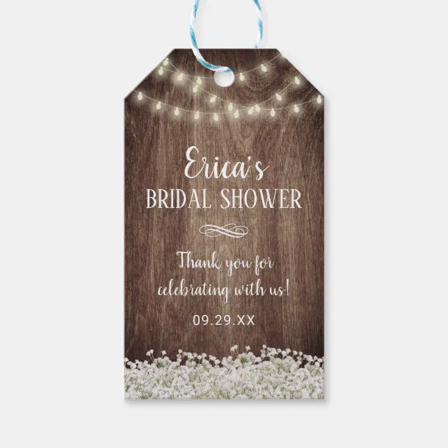 Vintage Baby's Breath Floral Bridal Shower Favor Gift Tags | Zazzle