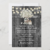 Vintage Baby's Breath Floral Jar Barn Wedding Invitation (Front)