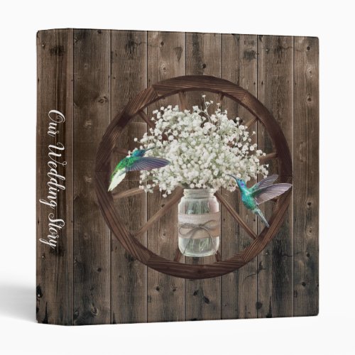 Vintage Babys Breath Floral Jar  Hummingbirds 3 Ring Binder