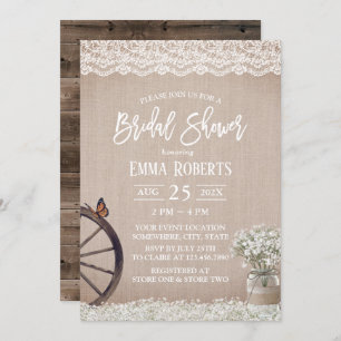 Vintage Baby's Breath Flower Jar Bridal Shower Invitation
