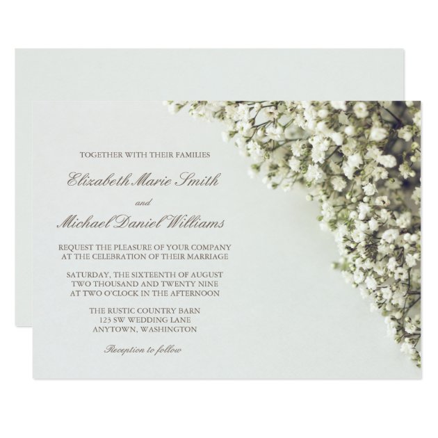 Vintage Baby's Breath Wedding Invitations