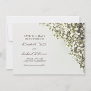 Vintage Baby's Breath Wedding Save the Date
