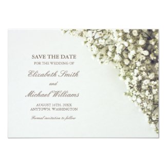 Vintage Baby's Breath Wedding Save the Date Card