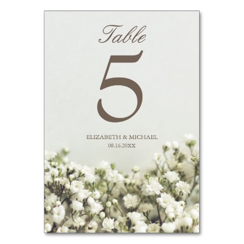 Vintage Babys Breath Wedding Table Number