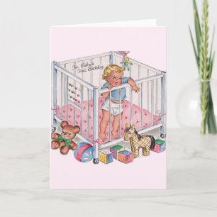 Vintage Baby's First Birthday Greeting Card