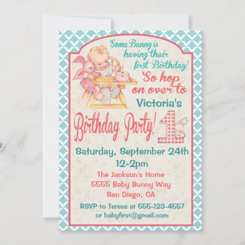 VIntage Baby's First Birthday Party Invitation