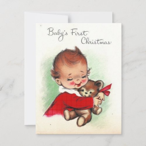 Vintage Babys First Christmas Holiday Card