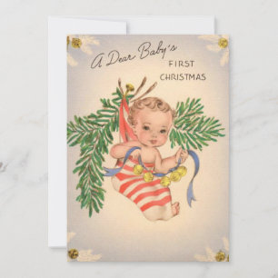Vintage Baby's First Christmas Holiday Card
