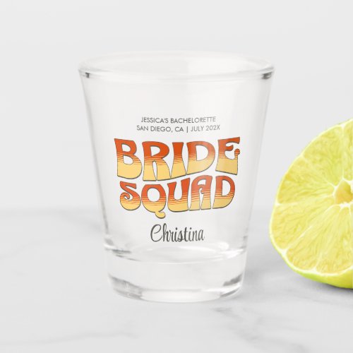 Vintage Bachelorette Party Bride Squad Bridesmaid Shot Glass