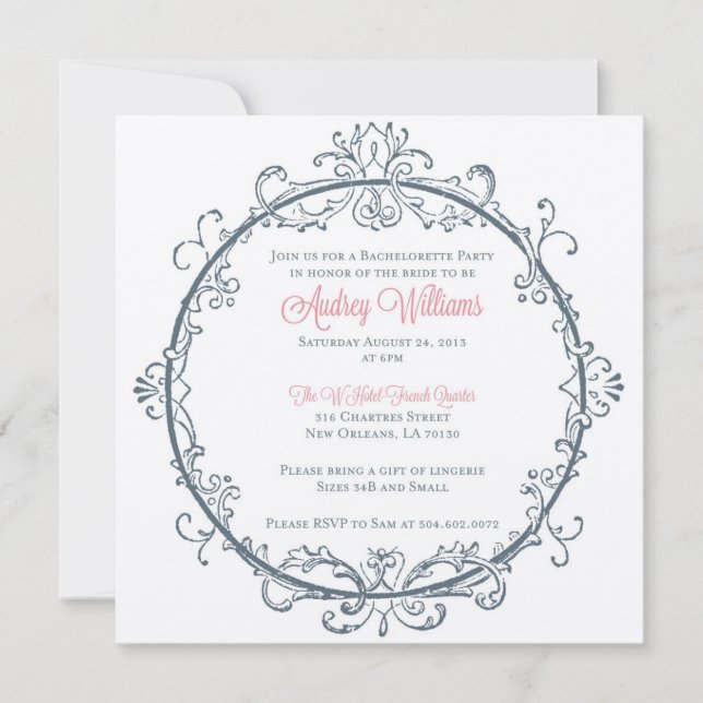 Vintage Bachelorette Party Invitation (Front)