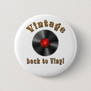 Vintage Back to Vinyl Record Art Button