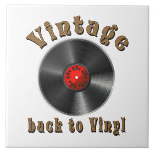 Vintage Back to Vinyl Record Art Ceramic Tile