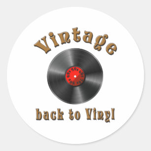 Vintage Back to Vinyl Record Art Classic Round Sticker