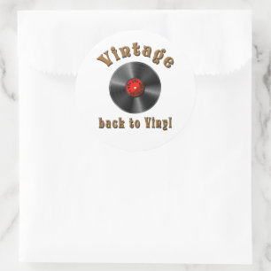 Vintage Back to Vinyl Record Art Classic Round Sticker