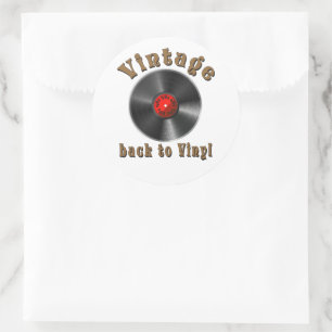 Vintage Back to Vinyl Record Art Classic Round Sticker