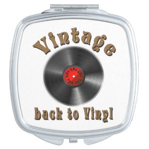 Vintage Back to Vinyl Record Art Compact Mirror