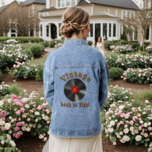 Vintage Back to Vinyl Record Art Denim Jacket