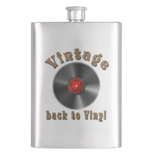 Vintage Back to Vinyl Record Art Flask