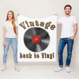 Vintage Back to Vinyl Record Art Fleece Blanket