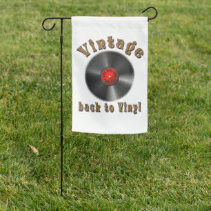Vintage Back to Vinyl Record Art Garden Flag
