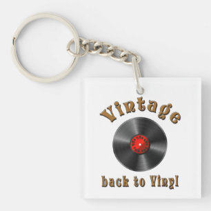 Vintage Back to Vinyl Record Art Keychain