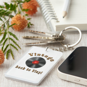 Vintage Back to Vinyl Record Art Keychain