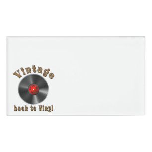 Vintage Back to Vinyl Record Art Name Tag