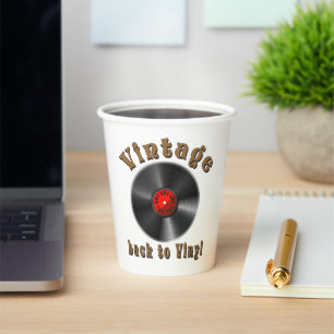 Vintage Back to Vinyl Record Art Paper Cups