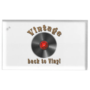 Vintage Back to Vinyl Record Art Place Card Holder