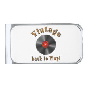 Vintage Back to Vinyl Record Art Silver Finish Money Clip