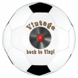 Vintage Back to Vinyl Record Art Soccer Ball