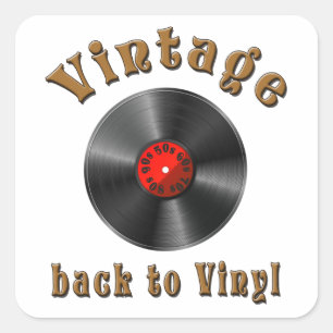 Vintage Back to Vinyl Record Art Square Sticker